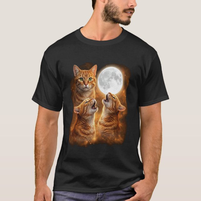 T-shirt Chat Tigre Orange Dessin Lune Hurleuse Drôle Tigre (Devant)