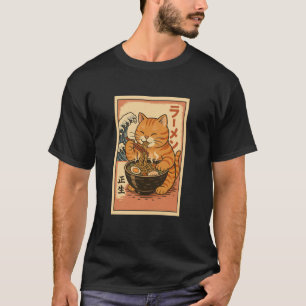 T-shirt Chat tigré orange mange des nouilles Ramen Vinta j