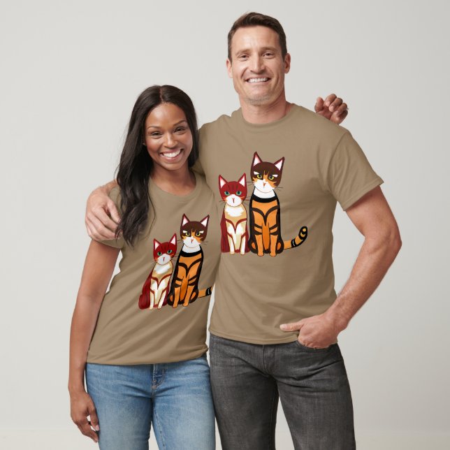 T-shirt Chat tigre rayé et chaton gingembre (Unisexe)