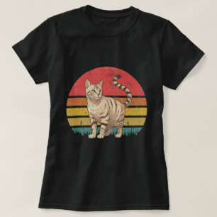 T-shirt Chat tigré rétro au coucher du soleil - Art vintag