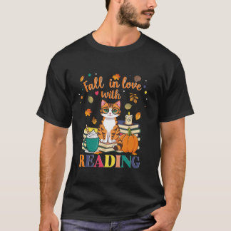T-shirt Chat tombe amoureux d'un professeur amateur de lec