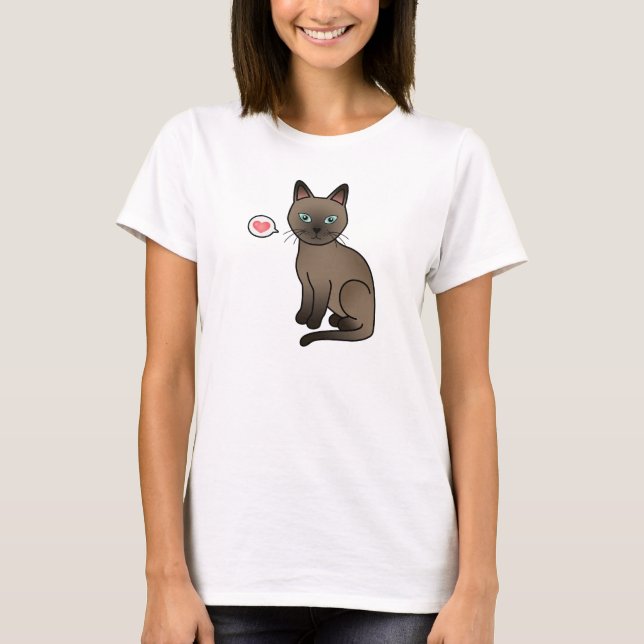 T-shirt Chat Tonkinese Brun Amour (Devant)