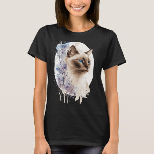 T-shirt Chat Tonkinois Fleur de Cerisier Aquarelle Sakura 