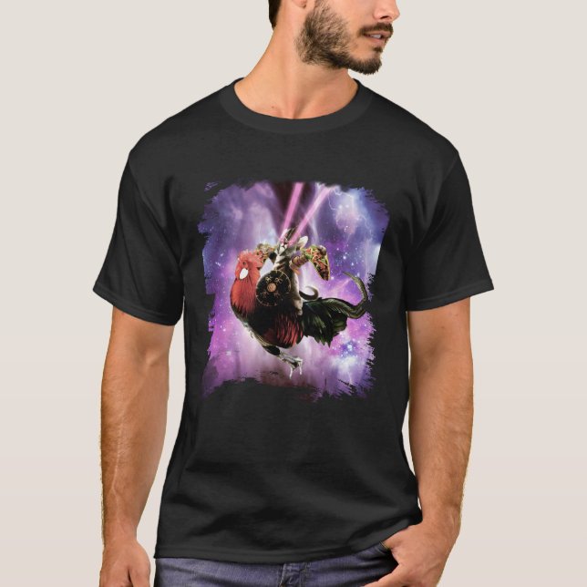 T-shirt Chat Tornade Montant un Poulet Avec Taco (Devant)