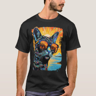 T-shirt Chat Tortoiseshell Pop Art Fête de plage Hawaïenne