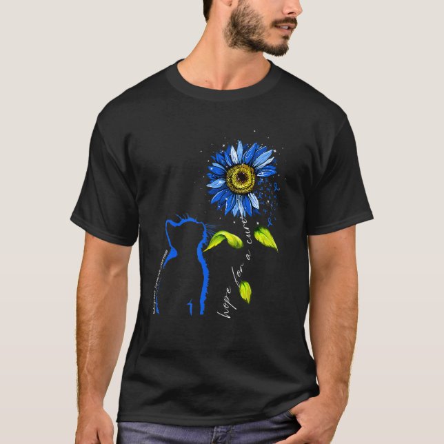 T-shirt Chat Tournesol Bleu Sensibilisation à l'Ostéogenès (Devant)