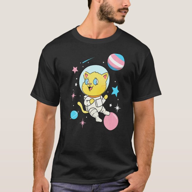 T-shirt Chat Transgenre Dans L'Espace Fierté Trans (Devant)