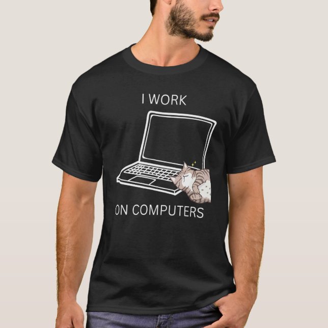 T-shirt Chat travaillant sur des ordinateurs   chats sarca (Devant)