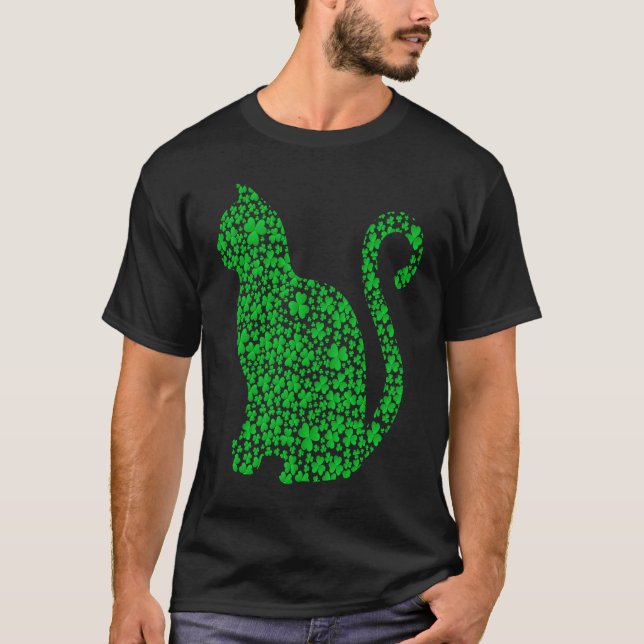 T-shirt Chat  Trèfle Irlandais Chat St Patrick's Day (Devant)