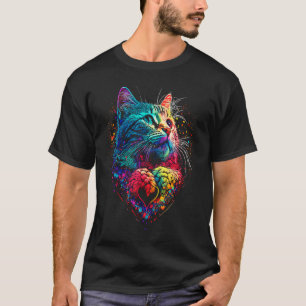 T-shirt Chat très coloré pour femmes filles Hommes garçons