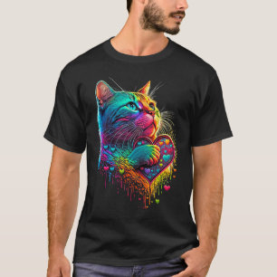 T-shirt Chat très coloré pour femmes filles Hommes garçons