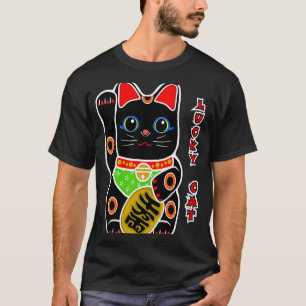 T-shirt Chat très noir Lucky Maneki Neko Becking Fortune