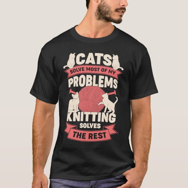 T-shirt Chat tricot pour un Knitter (Devant)