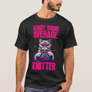 T-shirt Chat Tricoteur Pas La Moyenne Tricoteuse Niche Art