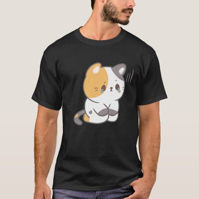 T-shirt Chat Triste À Grunge, Chat Triste Emoji (Devant)