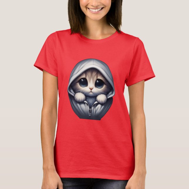 T-shirt Chat triste – Conception de chat esthétique mignon (Devant)