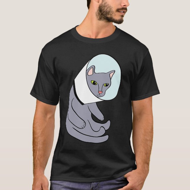T-shirt Chat triste en collerette graphique (Devant)