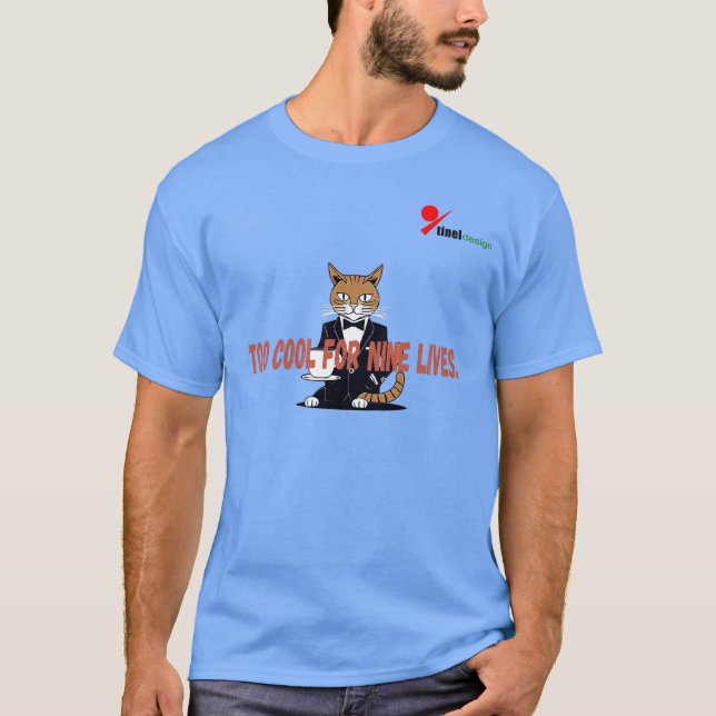 T-shirt chat "Trop cool pour neuf vies" | Chat smo (Devant)