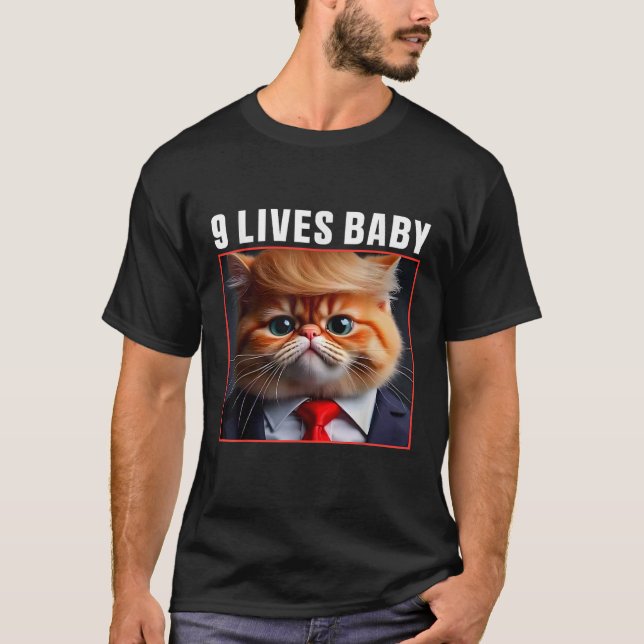 T-shirt Chat Trump 9 Vies Bébé  (Devant)