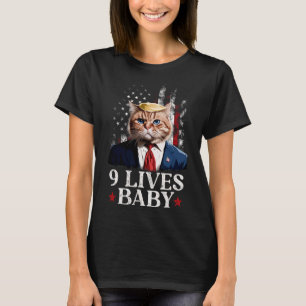 T-shirt Chat Trump 9 Vies par Trump 2024 Gagne Victoire Va