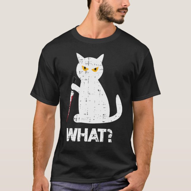 T-shirt Chat tueur Costume de couteau sanglant Funny Anima (Devant)