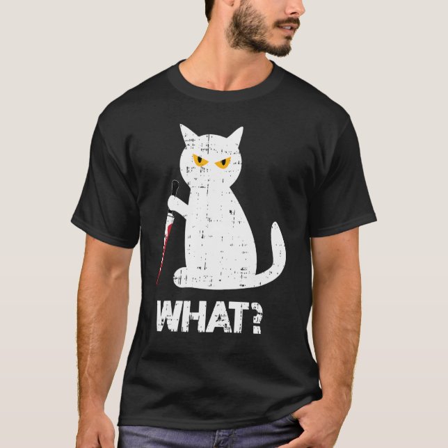 T-shirt Chat tueur Costume de couteau sanglant Funny Anima (Devant)