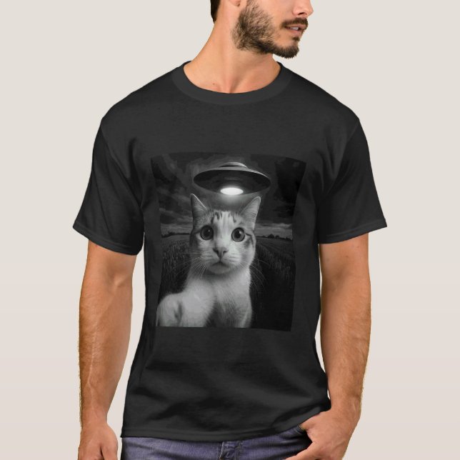 T-shirt Chat Turkish Van selfie avec UFO (Devant)