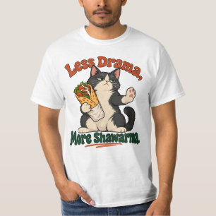 T-shirt Chat Tuxedo Drôle Shawarma Dessin Animé Orange & V