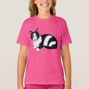 T-shirt Chat Tuxedo noir et blanc