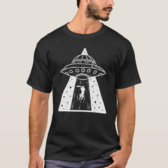 T-shirt Chat UFO Chat UFO Chat Rétro Design Alien Chat (Devant)