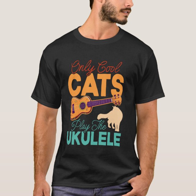 T-shirt Chat Ukelele Hawaïen Uke Seuls Les Chats Cool Joue (Devant)