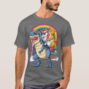T-shirt Chat Unicorn équitation Dinosaur T rex Kitten Lov