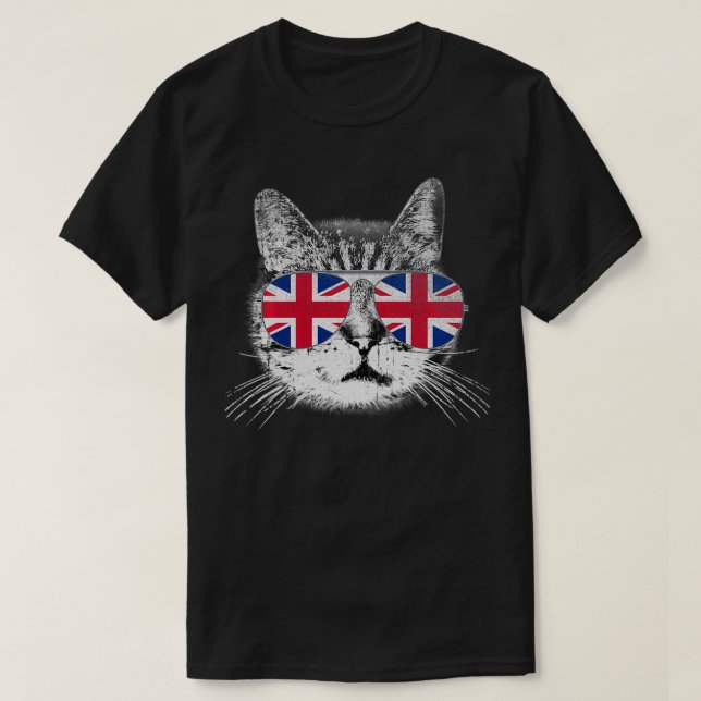 T-shirt Chat Union Jack Pays Drapeau Rétro Angleterre Angl (Design devant)
