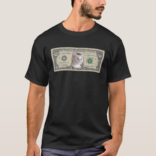 T-shirt Chat Unique Dollar Facture Argent Kitten Enthousia (Devant)
