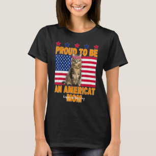 T-shirt Chat US Drapeau Fier D'Être Américain Maman Heureu