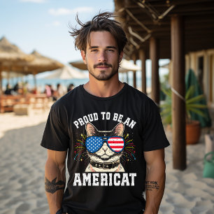 T-shirt Chat US Drapeau Lunettes De Soleil Fier D'Être Un