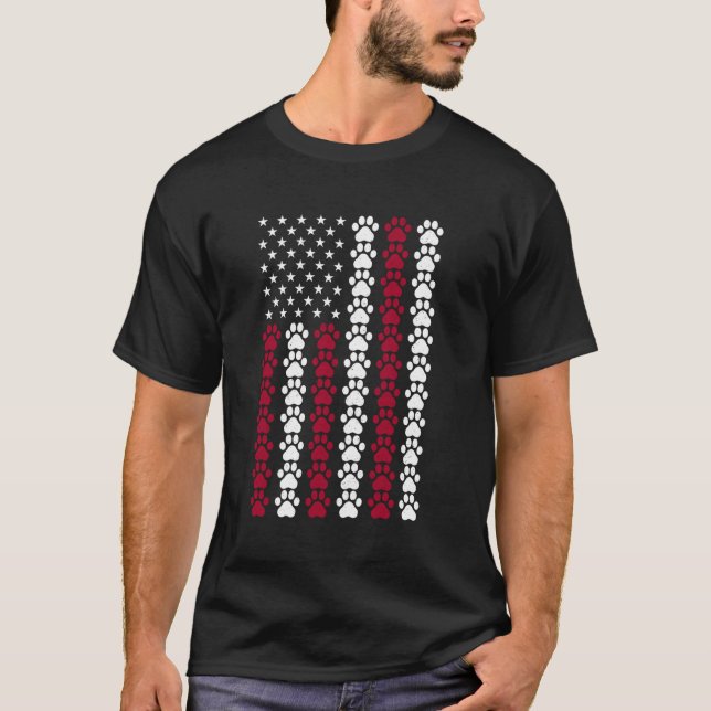 T-shirt Chat USA Drapeau Pâte Tee Déchiré Drapeau Américai (Devant)