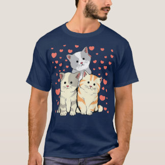 T-shirt Chat Valentine's Day Coeur rouge pour Amoureux des