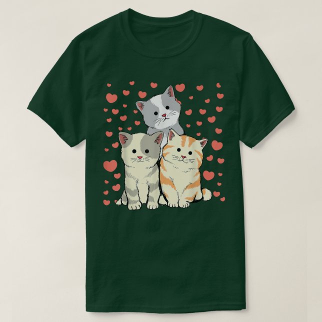 T-shirt Chat Valentine's Day Coeur rouge pour Amoureux des (Design devant)