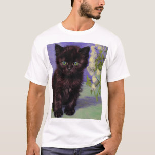 T-shirt Chat Van Gogh avec fleurs blanches