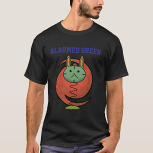 T-shirt Chat vert alarmé drôle orange