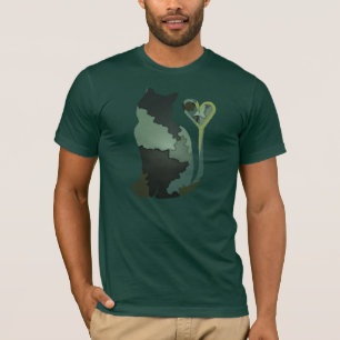 T-shirt Chat vert de Camo Kitty de patchwork