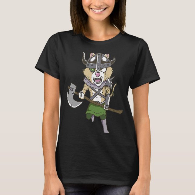T-shirt Chat Viking Guerrier Valhalla (Devant)