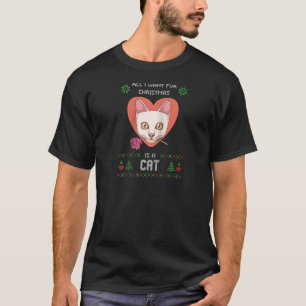 T-shirt Chat Vilain Chandail de Noël Chat Amour Coeur Vila