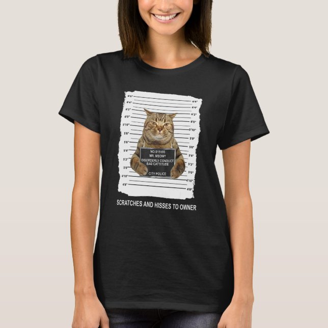 T-shirt Chat Vilain Griffe Et Siffle Son Propriétaire  Cha (Devant)