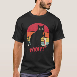 T-shirt Chat vintage Ce Drôle Mortel Chat Noir Avec Kn