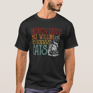 T-shirt Chat Vintage Introverti Mais Prêt à Discuter Chat