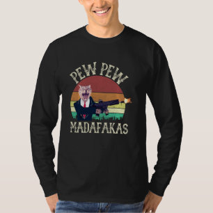 T-shirt Chat Vintage Pew Pew Madafakas