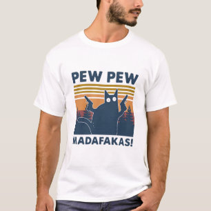 T-shirt Chat vintage Pew Pew Madafakas