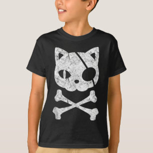 T-shirt Chat vintage Pirate Kitten Halloween Croix du crân